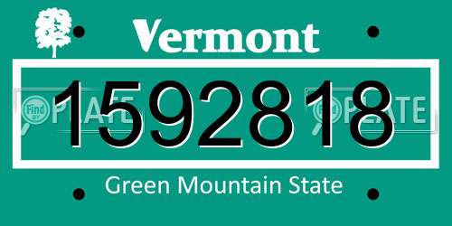 1592818 Vermont License Plate