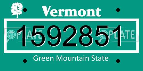 1592851 Vermont License Plate