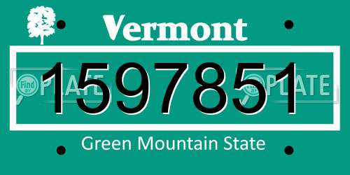 1597851 Vermont License Plate