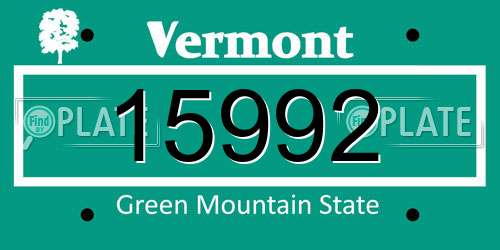 15992 Vermont License Plate