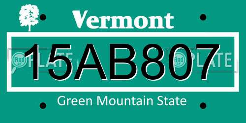15AB807 Vermont License Plate