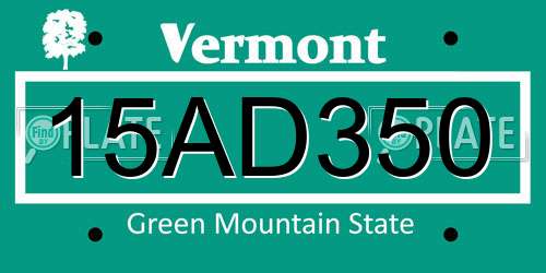 15AD350 Vermont License Plate