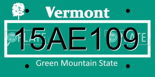 15AE109 Vermont License Plate