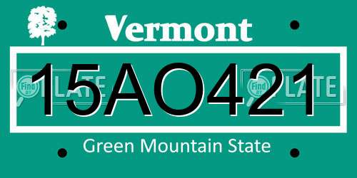 15AO421 Vermont License Plate