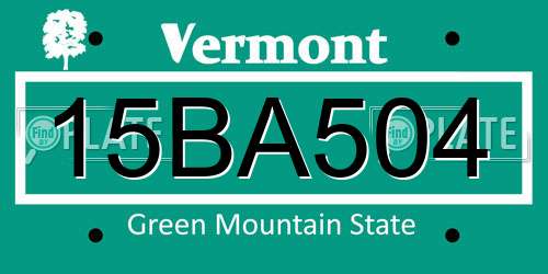 15BA504 Vermont License Plate