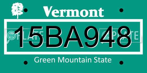 15BA948 Vermont License Plate