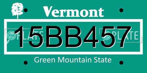 15BB457 Vermont License Plate