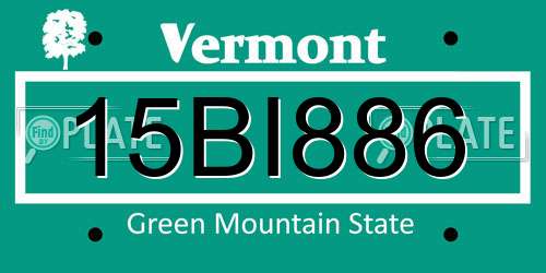 15BI886 Vermont License Plate