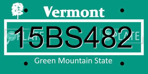15BS482 Vermont License Plate