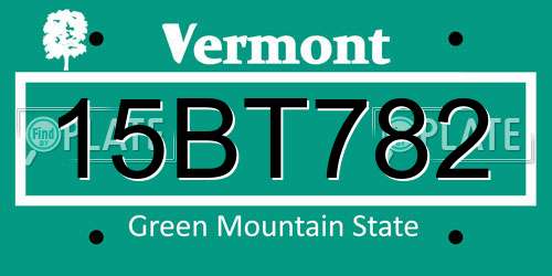 15BT782 Vermont License Plate