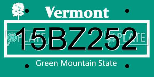 15BZ252 Vermont License Plate