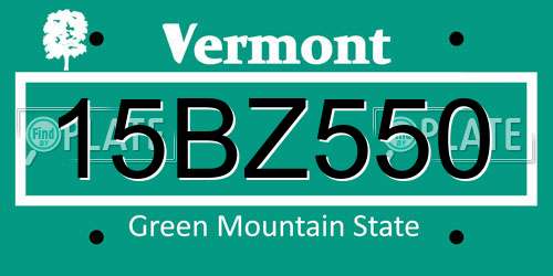 15BZ550 Vermont License Plate