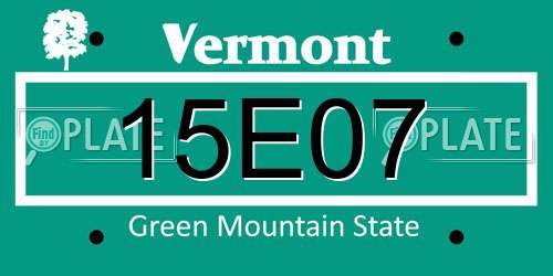 15E07 Vermont License Plate