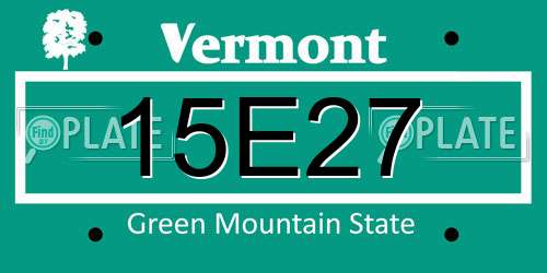 15E27 Vermont License Plate