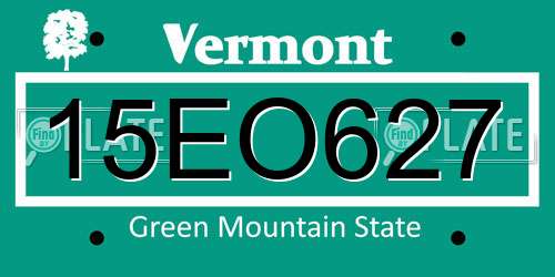 15EO627 Vermont License Plate