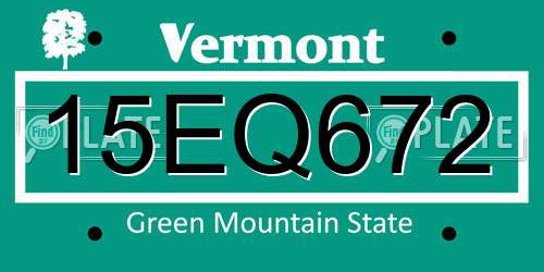 15EQ672 Vermont License Plate