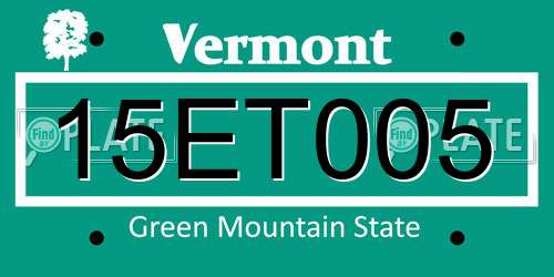 15ET005 Vermont License Plate