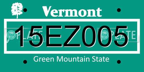 15EZ005 Vermont License Plate
