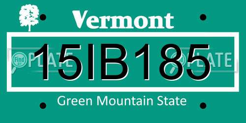 15IB185 Vermont License Plate