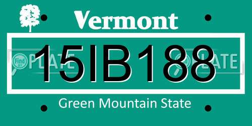 15IB188 Vermont License Plate