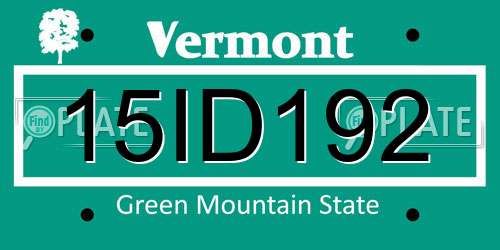 15ID192 Vermont License Plate