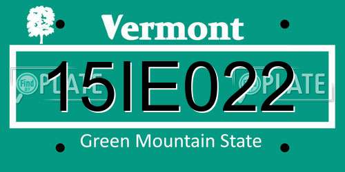 15IE022 Vermont License Plate
