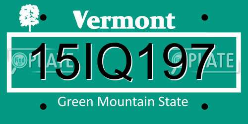 15IQ197 Vermont License Plate