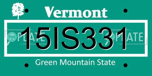 15IS331 Vermont License Plate