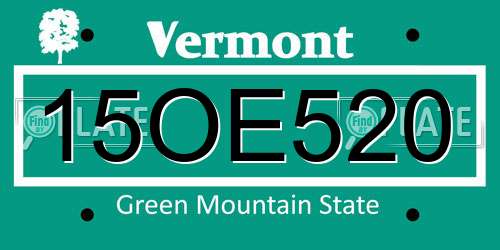 15OE520 Vermont License Plate