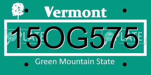 15OG575 Vermont License Plate