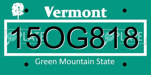 15OG818 Vermont License Plate