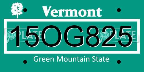 15OG825 Vermont License Plate