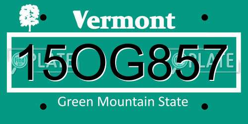 15OG857 Vermont License Plate