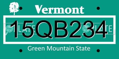 15QB234 Vermont License Plate