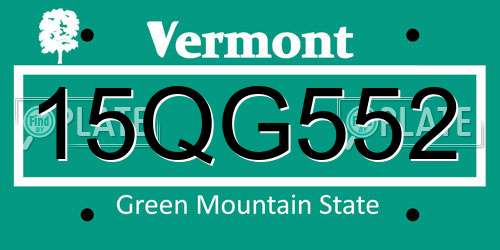 15QG552 Vermont License Plate
