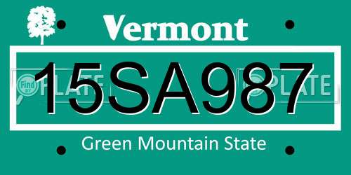 15SA987 Vermont License Plate