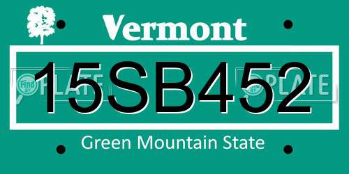 15SB452 Vermont License Plate