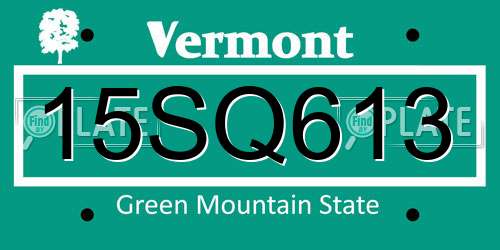 15SQ613 Vermont License Plate