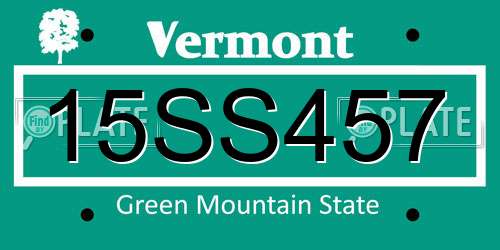15SS457 Vermont License Plate