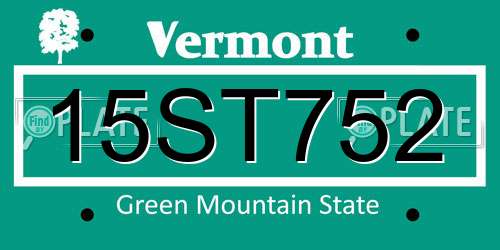 15ST752 Vermont License Plate