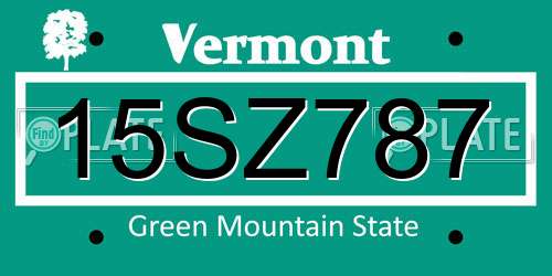 15SZ787 Vermont License Plate
