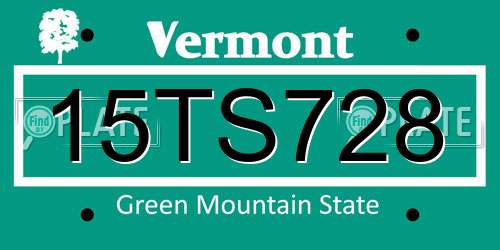15TS728 Vermont License Plate
