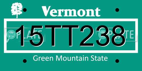 15TT238 Vermont License Plate