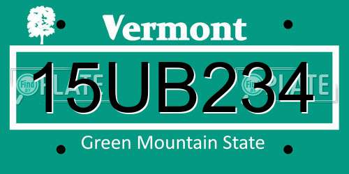 15UB234 Vermont License Plate