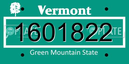 1601822 Vermont License Plate