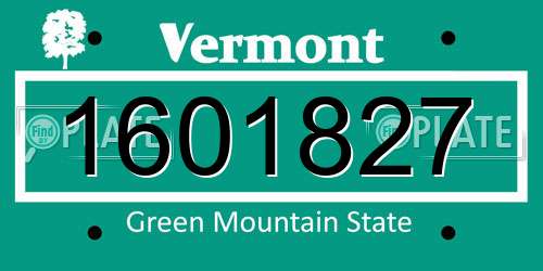 1601827 Vermont License Plate