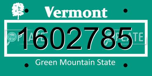 1602785 Vermont License Plate