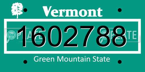 1602788 Vermont License Plate