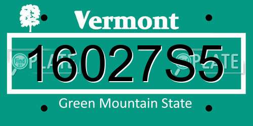16027S5 Vermont License Plate