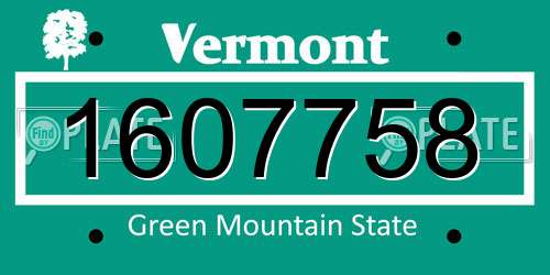 1607758 Vermont License Plate